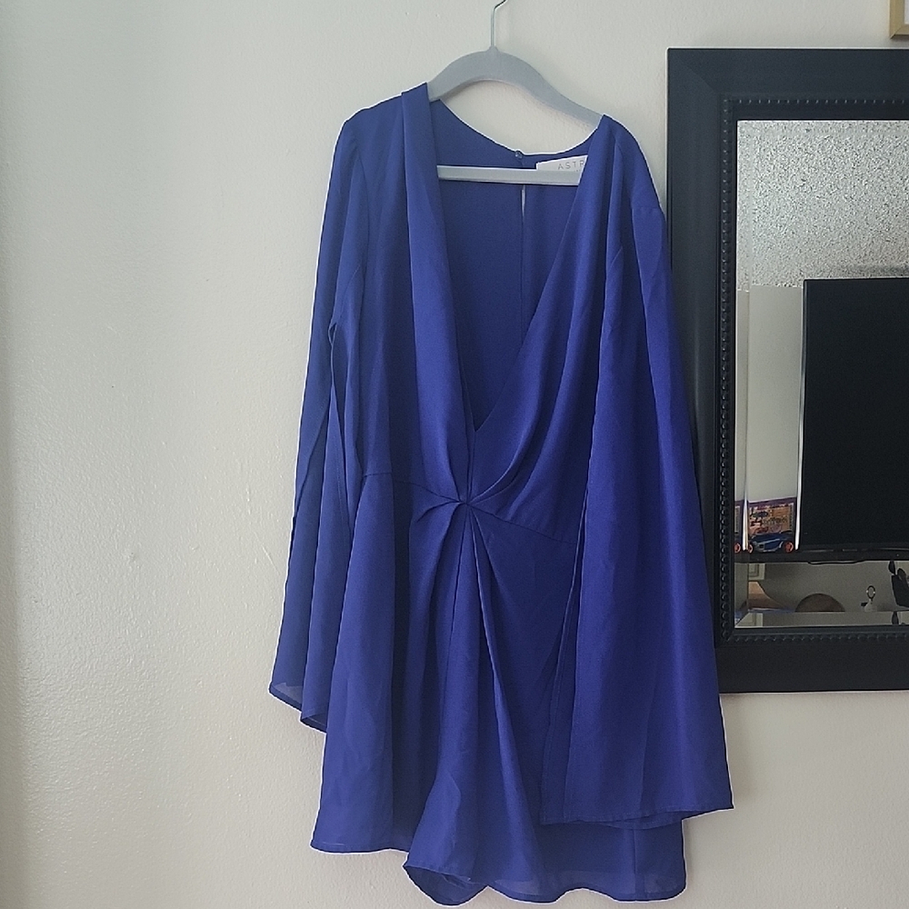 Elegant Blue Long Sleeve Blouse